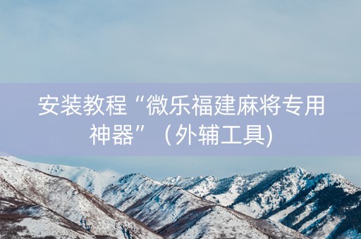 安装教程“微乐福建麻将专用神器”（外辅工具)