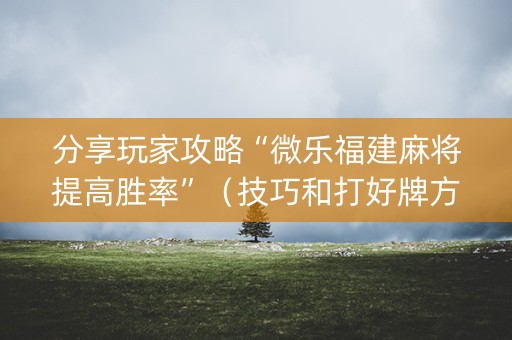 分享玩家攻略“微乐福建麻将提高胜率”（技巧和打好牌方法)