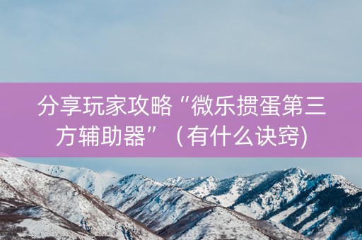 分享玩家攻略“微乐掼蛋第三方辅助器”（有什么诀窍)