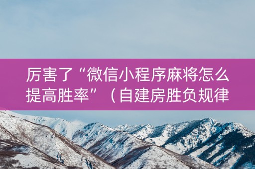 厉害了“微信小程序麻将怎么提高胜率”（自建房胜负规律)