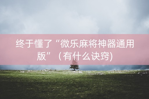 终于懂了“微乐麻将神器通用版”（有什么诀窍)