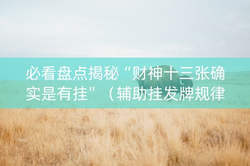 必看盘点揭秘“财神十三张确实是有挂”（辅助挂发牌规律)