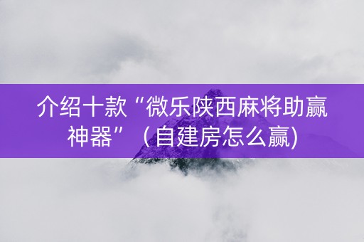 介绍十款“微乐陕西麻将助赢神器”（自建房怎么赢)
