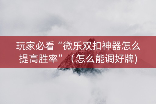 玩家必看“微乐双扣神器怎么提高胜率”（怎么能调好牌)