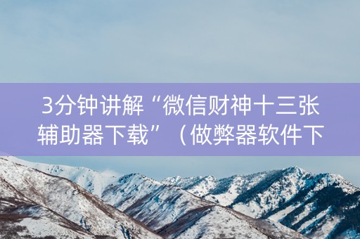 3分钟讲解“微信财神十三张辅助器下载”（做弊器软件下载)