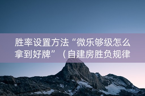 胜率设置方法“微乐够级怎么拿到好牌”（自建房胜负规律)