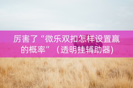 厉害了“微乐双扣怎样设置赢的概率”（透明挂辅助器)