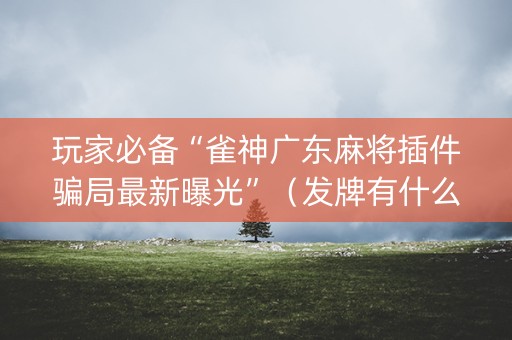 玩家必备“雀神广东麻将插件骗局最新曝光”（发牌有什么规律吗)