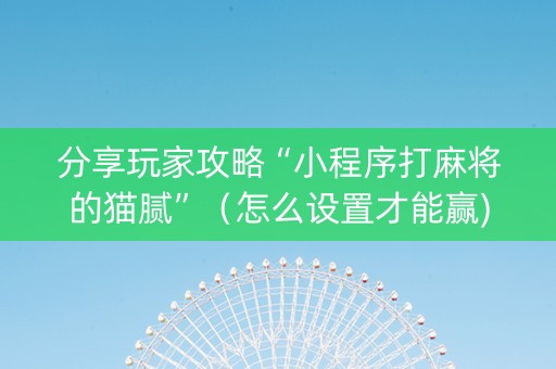 分享玩家攻略“小程序打麻将的猫腻”（怎么设置才能赢)