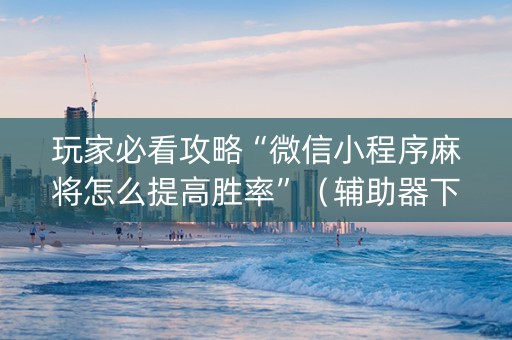 玩家必看攻略“微信小程序麻将怎么提高胜率”（辅助器下载)