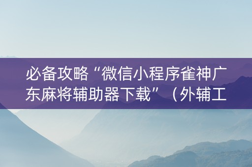 必备攻略“微信小程序雀神广东麻将辅助器下载”（外辅工具)