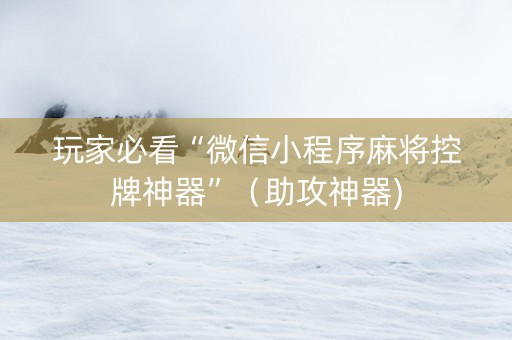 玩家必看“微信小程序麻将控牌神器”（助攻神器)