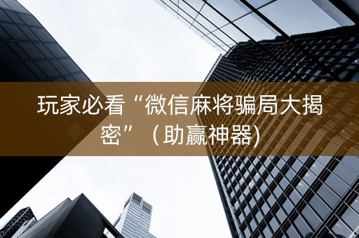 玩家必看“微信麻将骗局大揭密”（助赢神器)