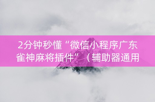2分钟秒懂“微信小程序广东雀神麻将插件”（辅助器通用版)