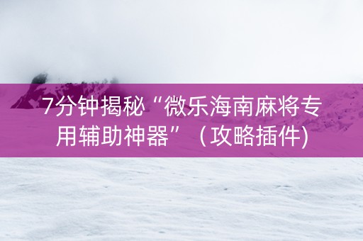 7分钟揭秘“微乐海南麻将专用辅助神器”（攻略插件)
