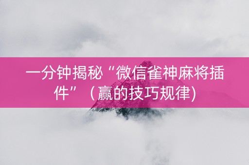 一分钟揭秘“微信雀神麻将插件”（赢的技巧规律)