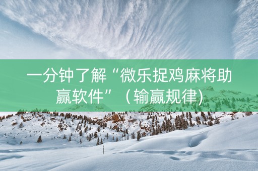 一分钟了解“微乐捉鸡麻将助赢软件”（输赢规律)