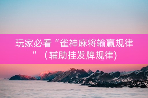 玩家必看“雀神麻将输赢规律”（辅助挂发牌规律)