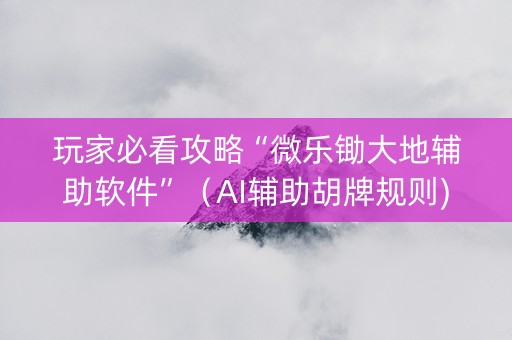 玩家必看攻略“微乐锄大地辅助软件”（AI辅助胡牌规则)