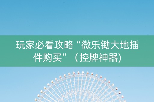 玩家必看攻略“微乐锄大地插件购买”（控牌神器)