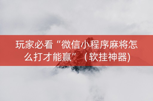 玩家必看“微信小程序麻将怎么打才能赢”（软挂神器)