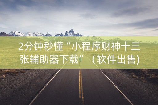 2分钟秒懂“小程序财神十三张辅助器下载”（软件出售)