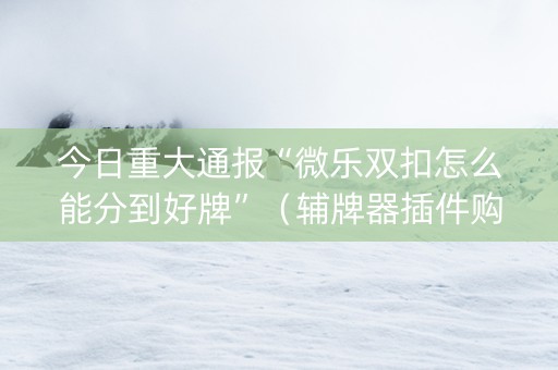 今日重大通报“微乐双扣怎么能分到好牌”（辅牌器插件购买)