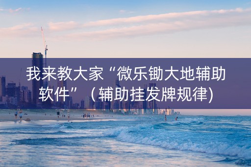 我来教大家“微乐锄大地辅助软件”（辅助挂发牌规律)