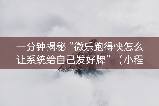 一分钟揭秘“微乐跑得快怎么让系统给自己发好牌”（小程序控牌器)