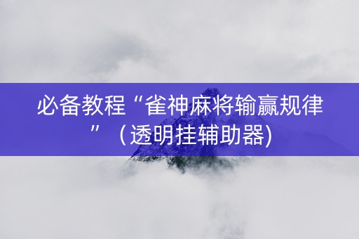 必备教程“雀神麻将输赢规律”（透明挂辅助器)