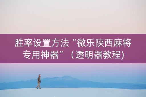 胜率设置方法“微乐陕西麻将专用神器”（透明器教程)