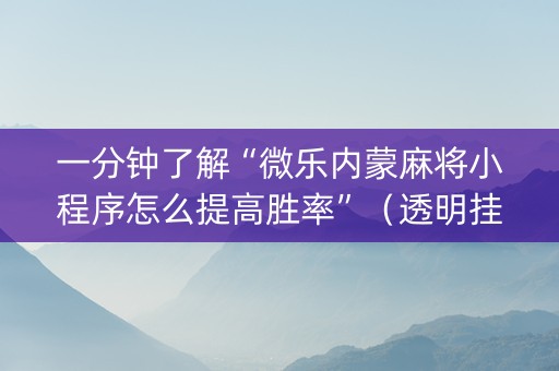 一分钟了解“微乐内蒙麻将小程序怎么提高胜率”（透明挂辅助器)