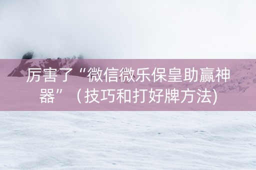 厉害了“微信微乐保皇助赢神器”（技巧和打好牌方法)