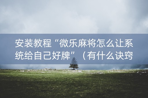 安装教程“微乐麻将怎么让系统给自己好牌”（有什么诀窍)