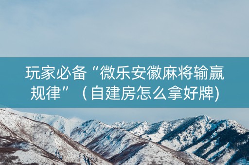 玩家必备“微乐安徽麻将输赢规律”（自建房怎么拿好牌)
