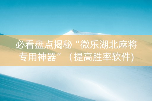 必看盘点揭秘“微乐湖北麻将专用神器”（提高胜率软件)