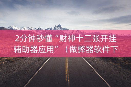 2分钟秒懂“财神十三张开挂辅助器应用”（做弊器软件下载)