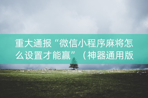 重大通报“微信小程序麻将怎么设置才能赢”（神器通用版)