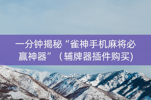 一分钟揭秘“雀神手机麻将必赢神器”（辅牌器插件购买)