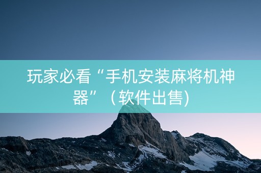 玩家必看“手机安装麻将机神器”（软件出售)