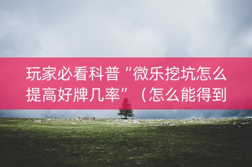 玩家必看科普“微乐挖坑怎么提高好牌几率”（怎么能得到好牌)