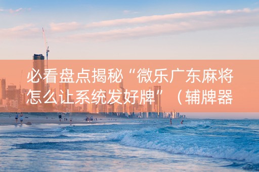 必看盘点揭秘“微乐广东麻将怎么让系统发好牌”（辅牌器插件购买)