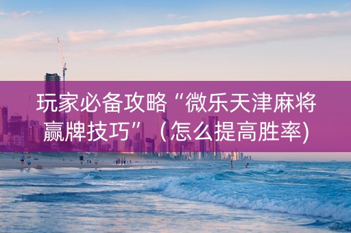 玩家必备攻略“微乐天津麻将赢牌技巧”（怎么提高胜率)