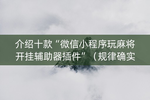 介绍十款“微信小程序玩麻将开挂辅助器插件”（规律确实有挂)