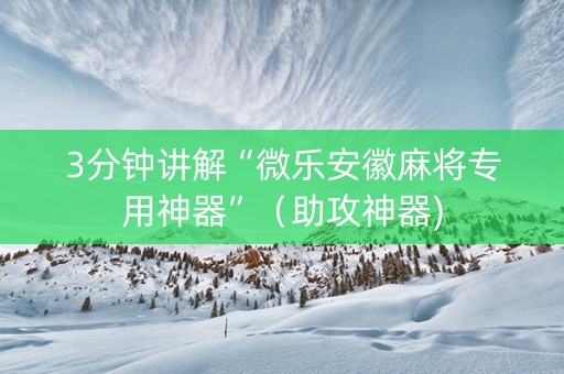 3分钟讲解“微乐安徽麻将专用神器”（助攻神器)