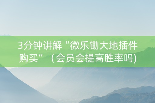 3分钟讲解“微乐锄大地插件购买”（会员会提高胜率吗)