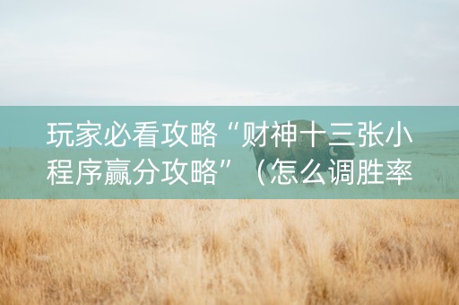 玩家必看攻略“财神十三张小程序赢分攻略”（怎么调胜率)