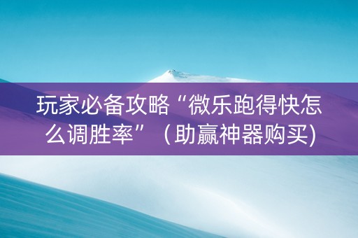 玩家必备攻略“微乐跑得快怎么调胜率”（助赢神器购买)