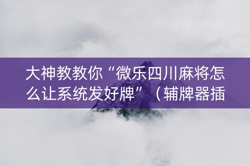 大神教教你“微乐四川麻将怎么让系统发好牌”（辅牌器插件购买)