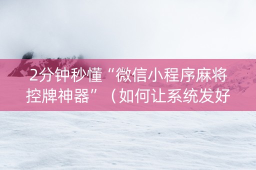 2分钟秒懂“微信小程序麻将控牌神器”（如何让系统发好牌)